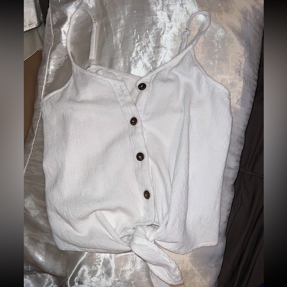Linen tank top with front tie